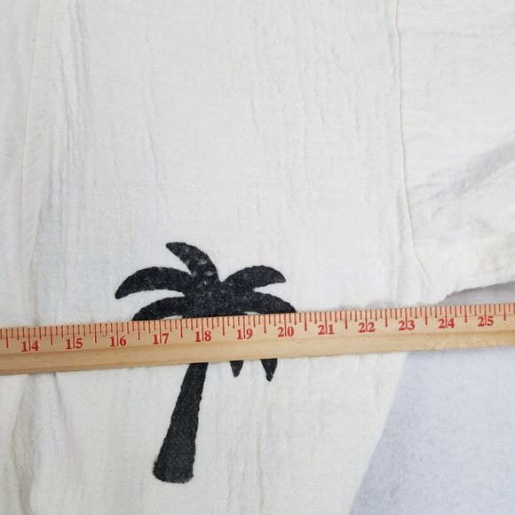 Club Teal Robe Womens One Size Cream Off White Hand Made Palm Tree Resort Kimono - Picture 5 of 11